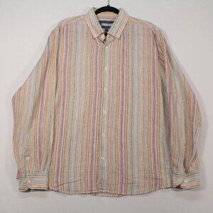 32 Bar Blues Shirt Men's XL Multicolor Long Sleeve Striped Linen